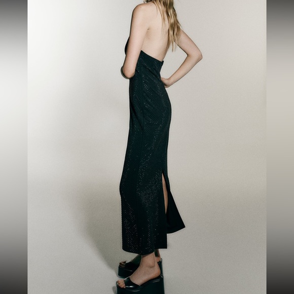 Zara limited edition celebs style rhinestone effect midi dress - Picture 4 of 9